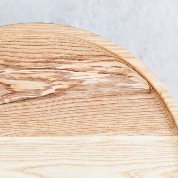 Detail image of the Goldfinger Bower coffee table pair, made from sustainable, handcrafted ash