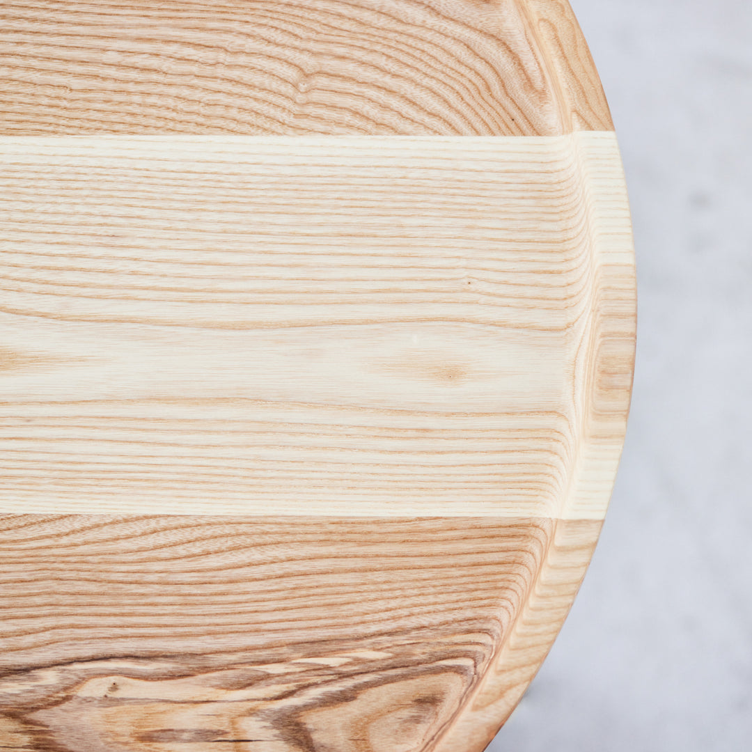 Detail image of the Goldfinger Bower coffee table pair, made from sustainable, handcrafted ash