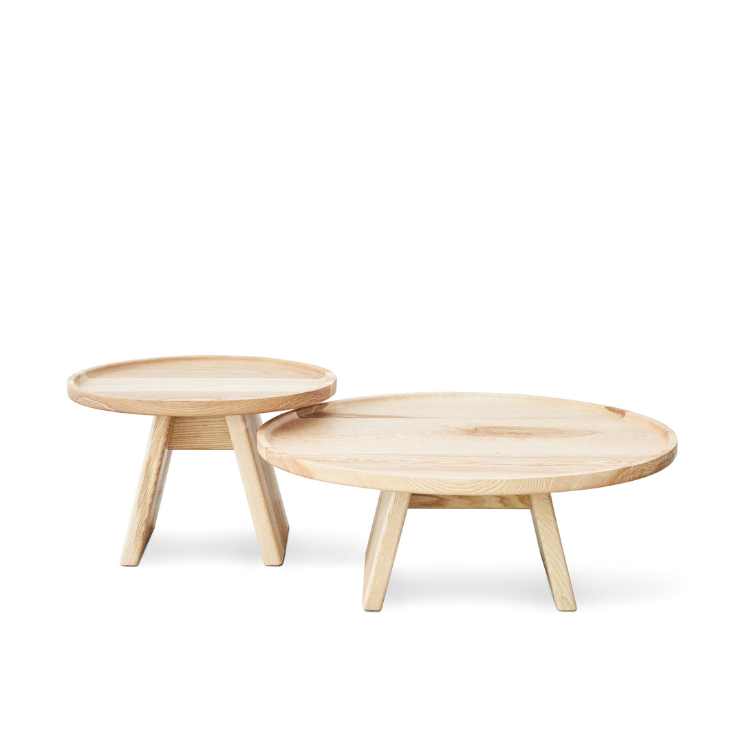 Goldfinger Bower coffee table pair, made from sustainable, handcrafted ash