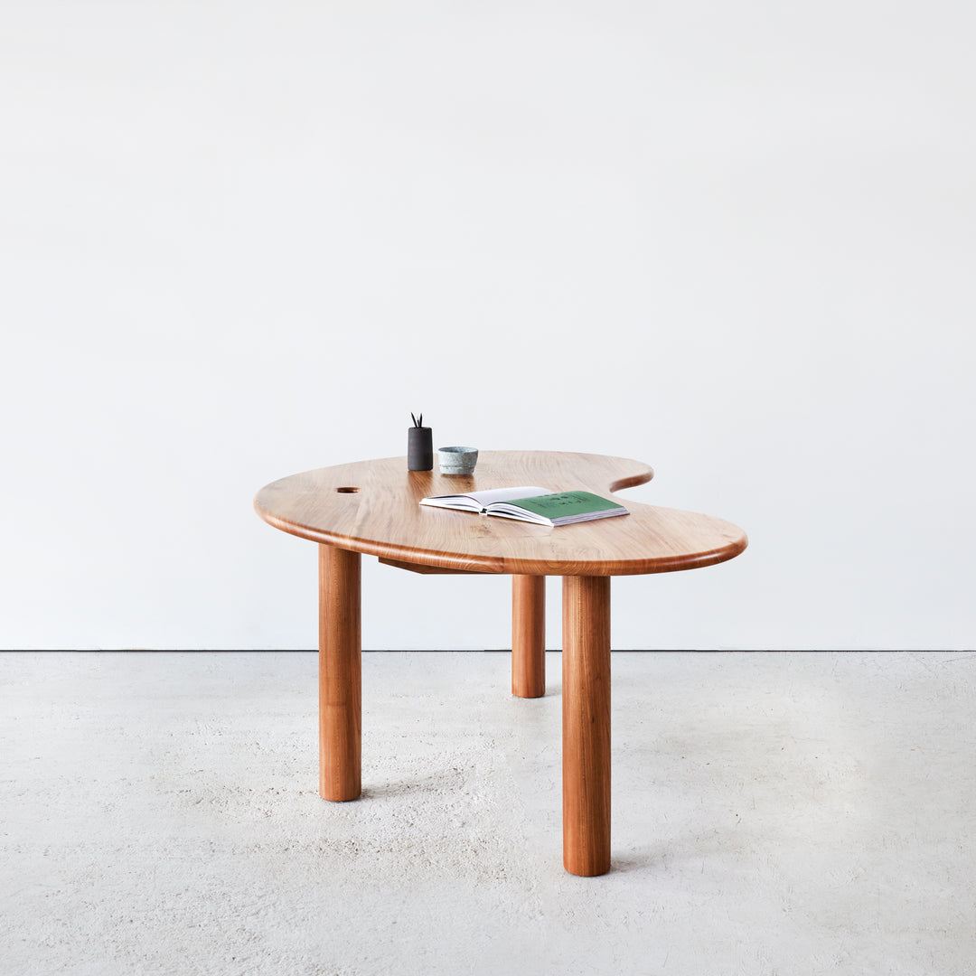 Goldfinger Broadleaf desk, sustainable elm furniture, side view