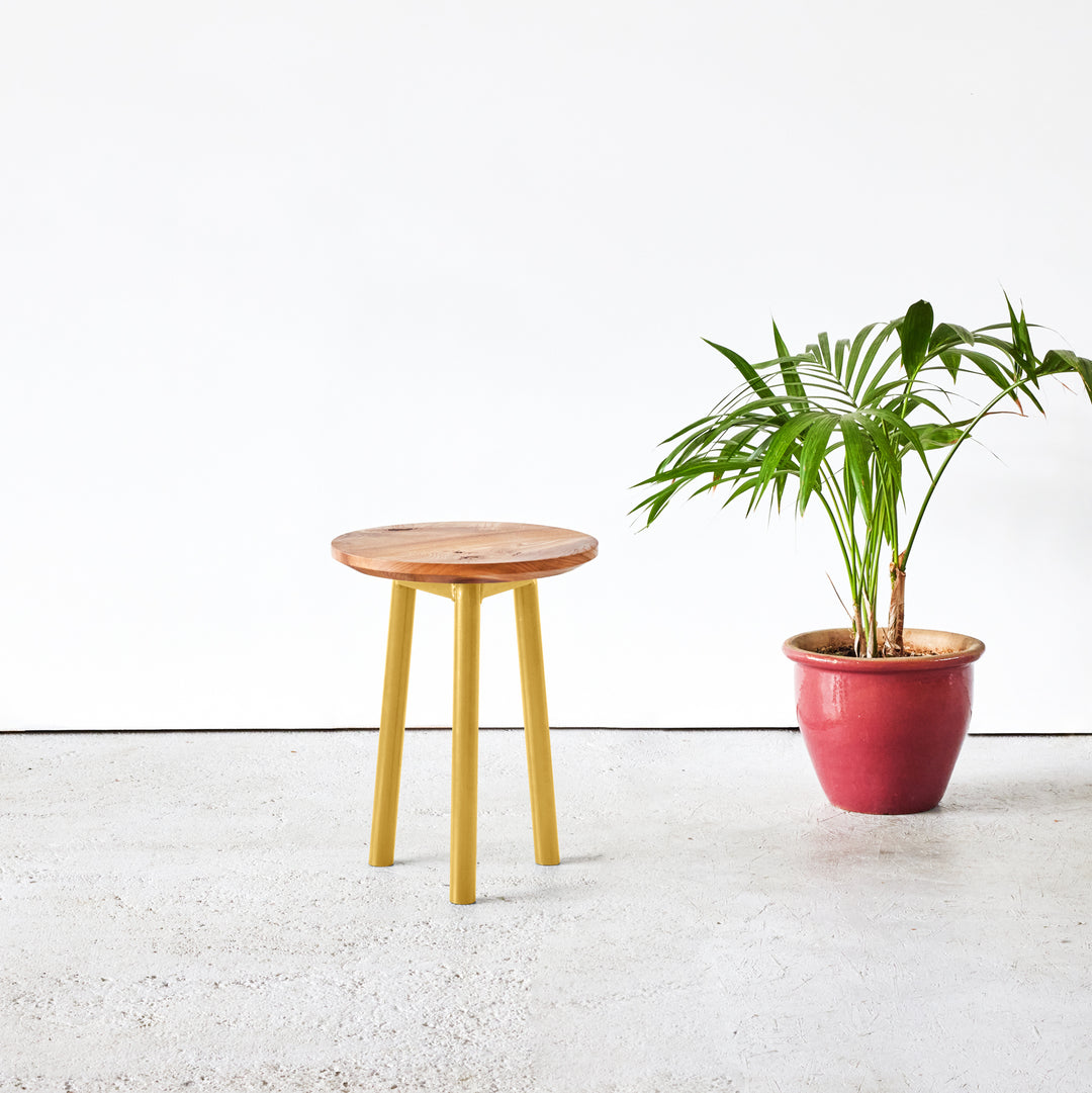 Muse stool - Goldfinger - Sustainable furniture - Powder-coated steel legs