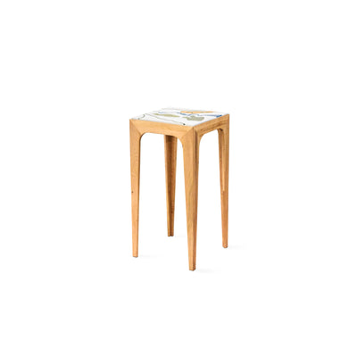 Peshawar Side table - Goldfinger x ISHKAR - Handcrafted Maple - Marble Pietra Dura - Sustainable Furniture