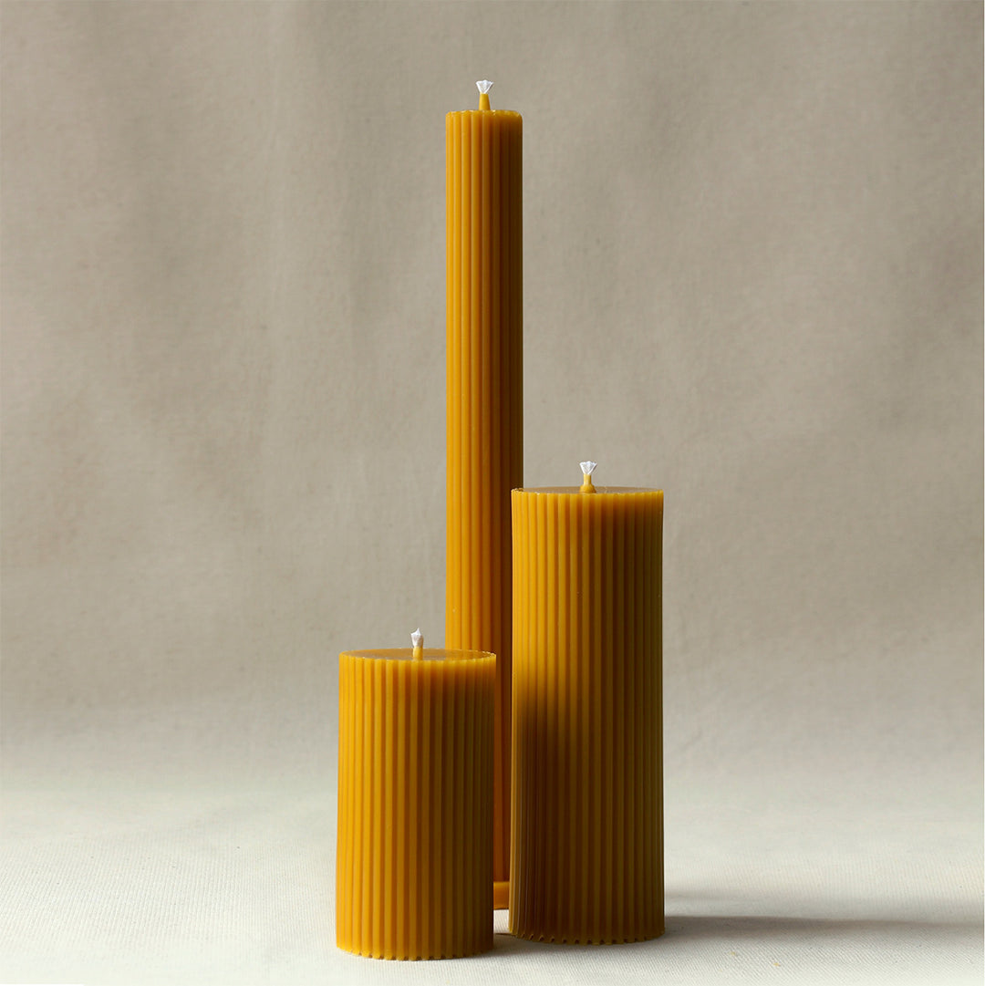 Organic beeswax candles- cylinders, set of 3